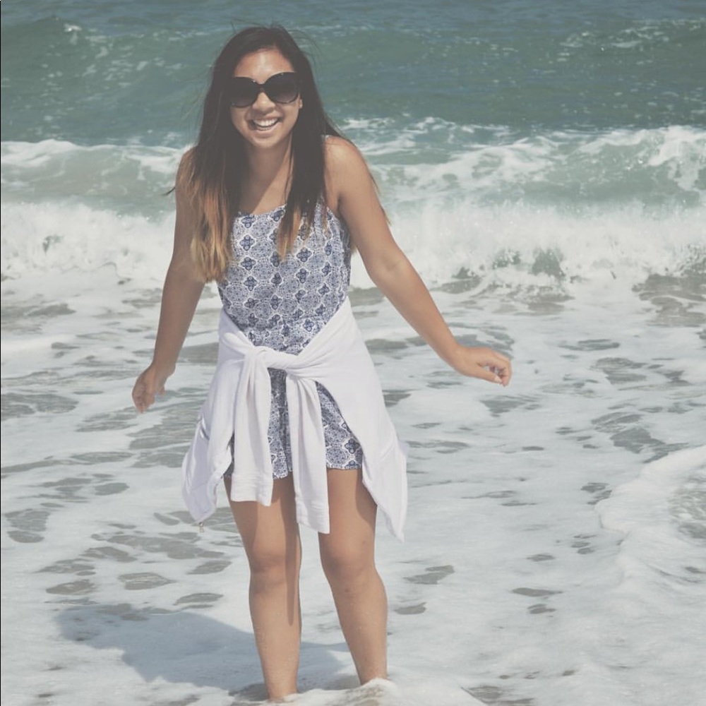 Blue and white romper(small)